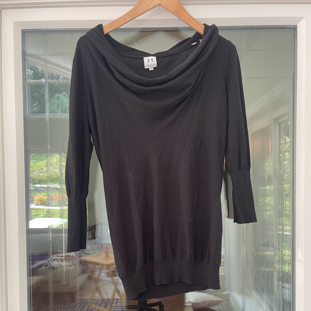Halston Heritage Off the Shoulder Black Sweater Size M